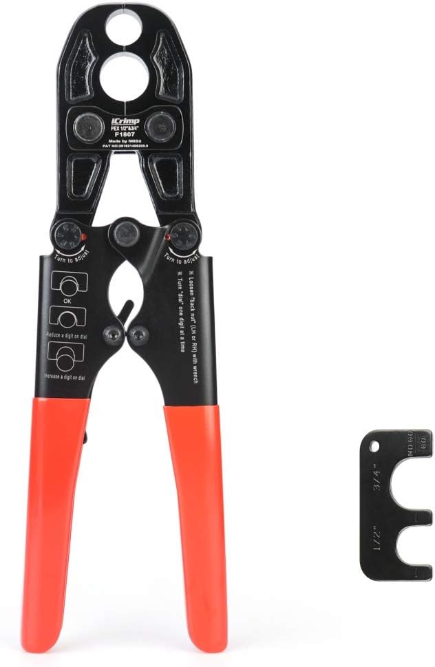 Iwiss Set of 2 PEX Crimper Crimping Tools with 1/2" 3/4" Angle with "Go