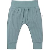 Mori Baby Premium Joggers in Ribbed Blue - Comfortable Fit Breathable Everyday Pants - Viscose from Bamboo - Elastic Waist Bottoms - 6-9 Months