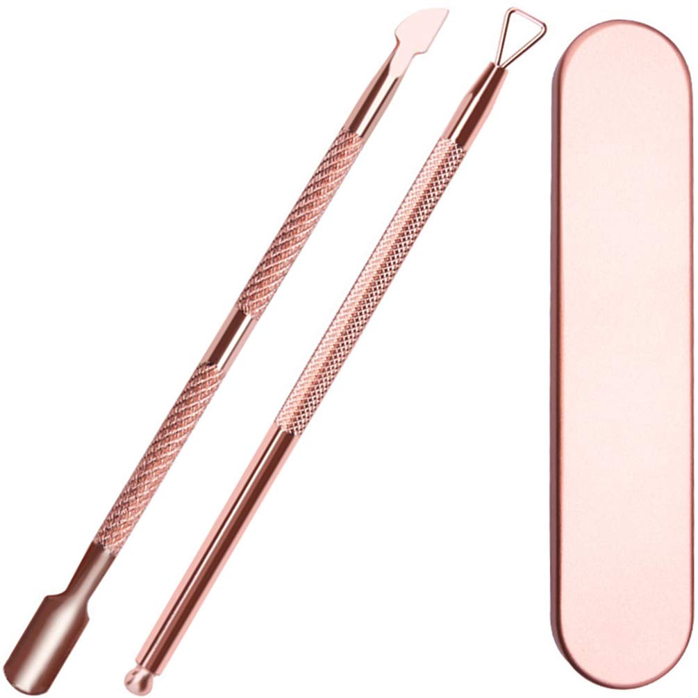 Cuticle Pusher & Cutter set, KINGMAS 2 Pack Gel Nail Polish Remover Tool Triangle Cuticle Peeler Scraper and Spoon Nail Cleanel Stainless Steel Manicure Tools: Beauty