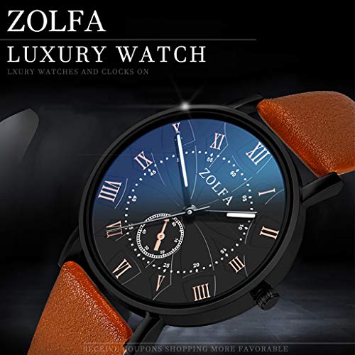image for YEZIJIN Men's Watch ZOLFA Sleek Minimalist Roman Scale Blue Glass Belt
