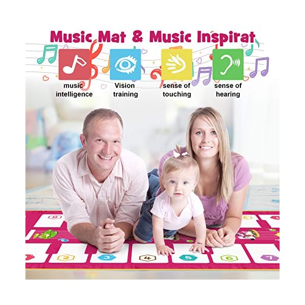 Magicfun Piano Mat, Music Dance Mat Toy for Toddlers, Double side Keyboard Play mat with 7 Animal Sounds, Educational Musical Carpet Gifts for Toddlers Boys Girls over 3 years old, 110 x 52 cm.