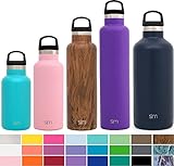 Simple Modern 16oz Ascent Water Bottle - Stainless Steel Hydro Kids Flask w/Handle Lid - Double Wall Vacuum Insulated Pink Reusable Tumbler Small Metal Coffee Leakproof Thermos - Blush