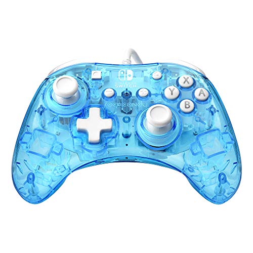 Rock Candy Wired Gaming Switch Pro Controller - Blu-merang Blue / Clear - Licensed by Nintendo - OLED Compatible - Compact, Hard Transparent Plastic Travel Controller - Holiday & Birthday Gifts