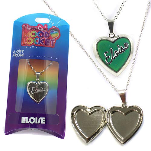 ELOISE PERSONALISED HEART SHAPED NAMED MOOD LOCKET FUN GIFT PRESENT