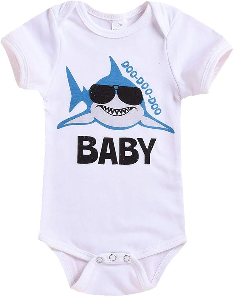 Toddler Baby Boys Romper Jumpsuits, Newborn Cartoon Shark Printed Baby Bodysuits Cute Outfits Clothes 0-24M Swiusd