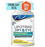 Lipotriad Dry Eye Formula - 1400mg Omega-3 Supplement  With Natural Triglyceride Fish Oil + Organic Flax Seed and Vitamin E - Support for Natural Tear Production - 60 Enteric Coated Softgels