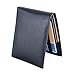 Genuine Leather Double Bifold Style with 2 ID Windows Perfect Sized Black Wallet for Men