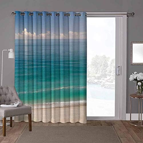 Amazon Com Yuazhoqi Split Room Divider Curtains Leisure Coastalline Landscape Of Beach With Green Water And Blue Sky W100 X L108 Inch Privacy Vertical Blind For Living Room 1 Panel Home Kitchen