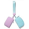 Viverte Mini Zip Around Keychain Wristlet Wallets Small Portable Dual Pounch Wristlet Detachable Coin Purse Pocket Gifts for Women Travel Sports Outdoors (Lavender+Icing Blue)