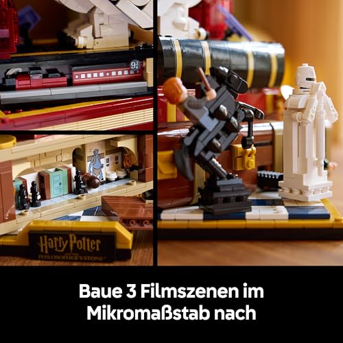 Harry Potter Stein der Weisen - Sammleredition - DIY Deko - Modellbau mit Miniatur Filmszenen - Hedwig Eulenfigur, 3 Minifiguren - Geschenk für Männer, Frauen und Fans - 76466