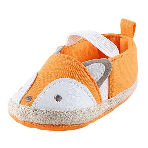 Dacawin Newborn Baby Girls Boys Fox Cloth Toddler Shoes (6-12 Month, Yellow)