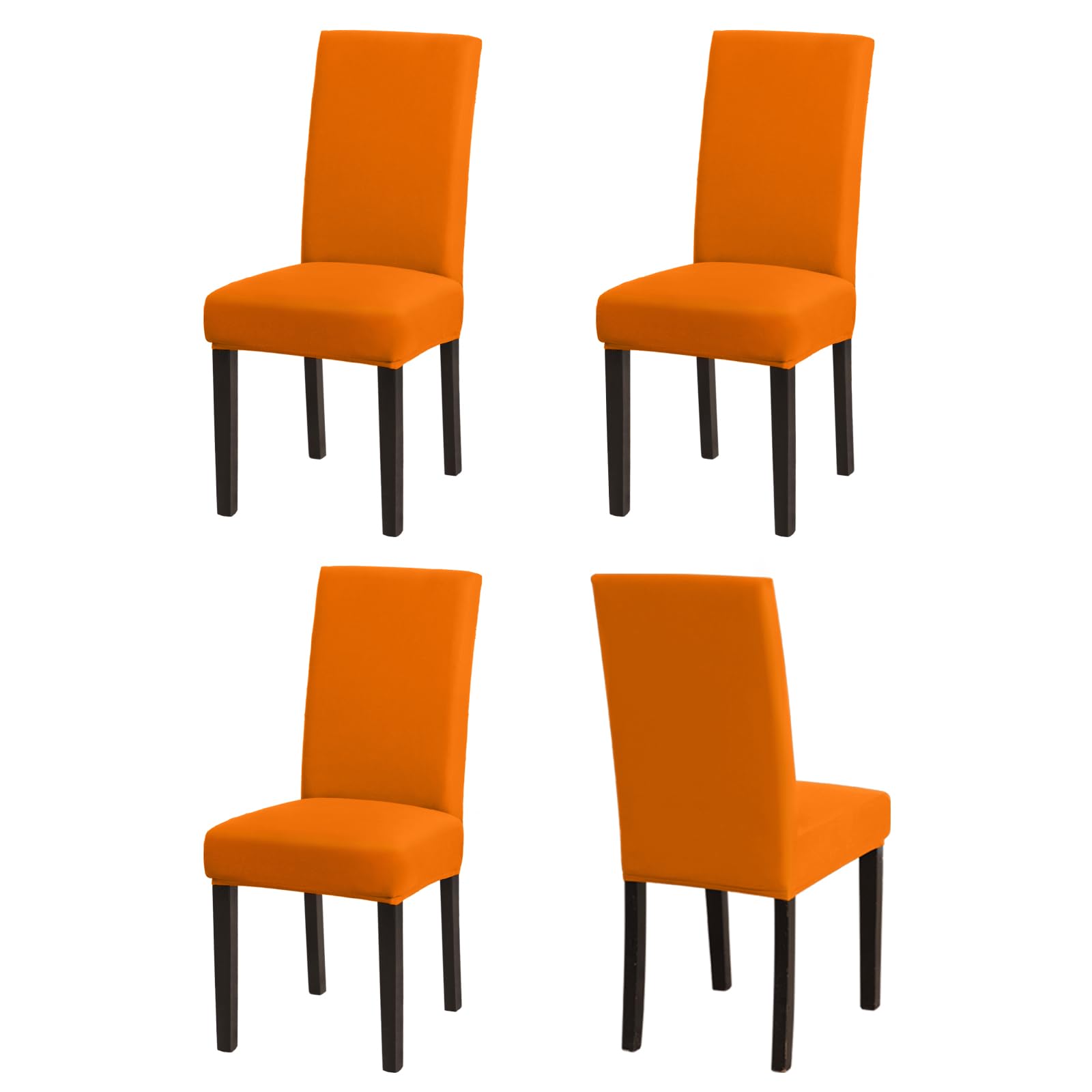 Sufdari Chair Covers 4 Orange,Stretch Dining Chair Covers, Spandex seat Covers for Dining Chairs,Elastic Washable Chair Protectors for Dining Room,Hotel,Restaurant,Banquet (4,Orange)
