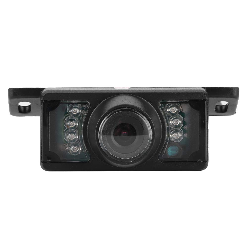Qiilu Car Rear View Camera Set, Universal 7LED Night Vision View Rear Camera Dash Cam CCD Waterproof Short Plate Reversing Parking Monitor