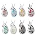TT-Star Teardrop Aromatherapy Essential Oil Diffuser Necklace Locket Pendant with 8 Refill Pads(Silver)