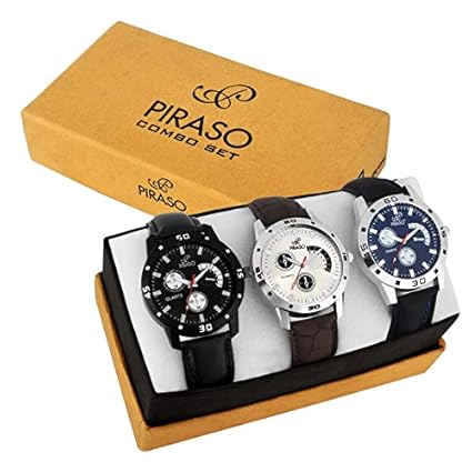 Piraso Combo Set of 3 Retro Watches for Boys & Mens-P3-10-S