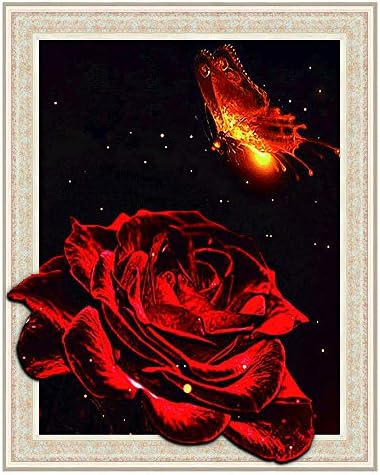 5D Diamond Painting kit DIY Paint with Diamonds Full Drill Counted Cross Stitch Round Crystal Rhinestone Mosaic Diamond Art Kits for Adults Kids Wood Framed 3D Diamond dots Embroidery 16'' by 20"