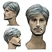 MELADY®(Free Cap Fashion Casual Grey Short Straight Synthetic Businessman Style Men Hair Replacement Wig