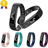 Keoker ID115 Fitness Tracker Smart Wristband, Sport Activity Monitor, Step Counter & Sleep Montior Bluetooth Smart Bracelet for IOS & Android Phone (Black)