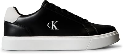 Herren Cupsole Sneaker Classic Laceup aus Leder, Schwarz (Black/Bright White), 42