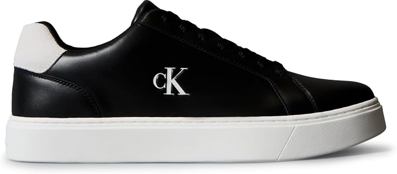 Herren Cupsole Sneaker Classic Laceup aus Leder, Schwarz (Black/Bright White), 42