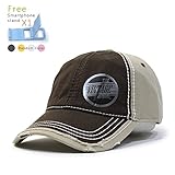 Vintage Washed Cotton Twill Distressed Trim Visor Baseball Cap w/ Adjustable Velcro (Various Colors) (Brown/Brown/Khaki)