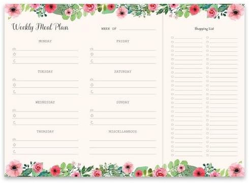 Chambers of Ink Premium Weekly Meal Planner Organizer Notepad with Shopping List - A4 (Multicolor)