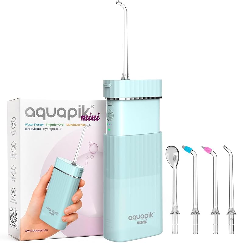 Aquapik® Mini Idropulsore Dentale Portatile 200ml USB-C 3 Modalità IPX8 Jet