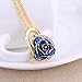 ZJchao 24K Women Dark Blue Gold Rose Pendant Necklace Gift for Her Plated Rhinestone Heart Shaped Present for Wife Girlfriend Valentine's Day, Great Anniversary, Birthday, Wedding