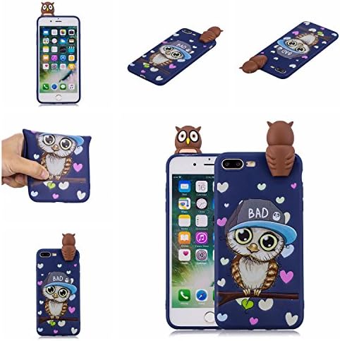 iPhone 7 Plus Case, iPhone 8 Plus Case, Tznzxm Funny 3D Cartoon Animal Character Design Shockproof Lovely Soft Silicone Rubber Non-Slip Back Case Protective Cover for iPhone 7 Plus / 8 Plus Owl