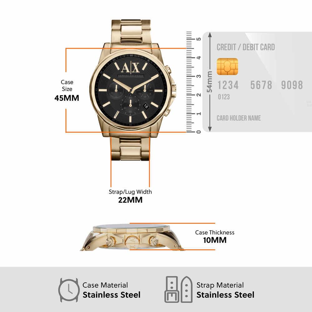Armani Exchange Watch For Men, Chronograph Movement and 45mm Case Size with Stainless steel, Leather or Silicone strap