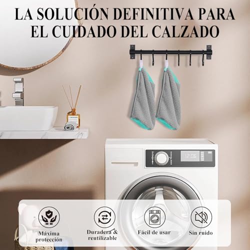 2 Bolsa de Lavandería para Zapatos, Bolsa de Zapatos Mejorada con Cierre Oculta para Lavadora Limpieza de 360°, Bolsa de Lavado Duradera Para Zapatos de Tenis, Pantuflas, Amarillo, Bolsa de Zapatos