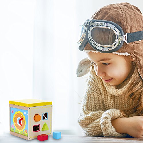 USATDD Activity Cube Toys Baby Educational Wooden Bead Maze Shape Sorter for 1 Year Old Boy and Girl Toddlers Gift Small Size - Thumbnail 5