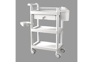 3-Tier Rolling Utility Cart with Drawers – Medical Serving Cart with Handles and Wheels for Salon, SPA, Bathroom, or Bedroom 