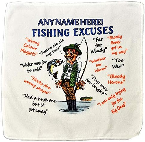 personalised4u Fishing Excuses Microfibre Cleaning Cloth - Add Any Name – Perfect for wiping down Rods and Tackle – Makes an Ideal Gift