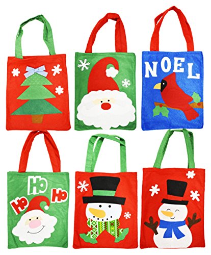 Set of 6 Felt Christmas Gift Bags! 6 Assorted Designs! 10