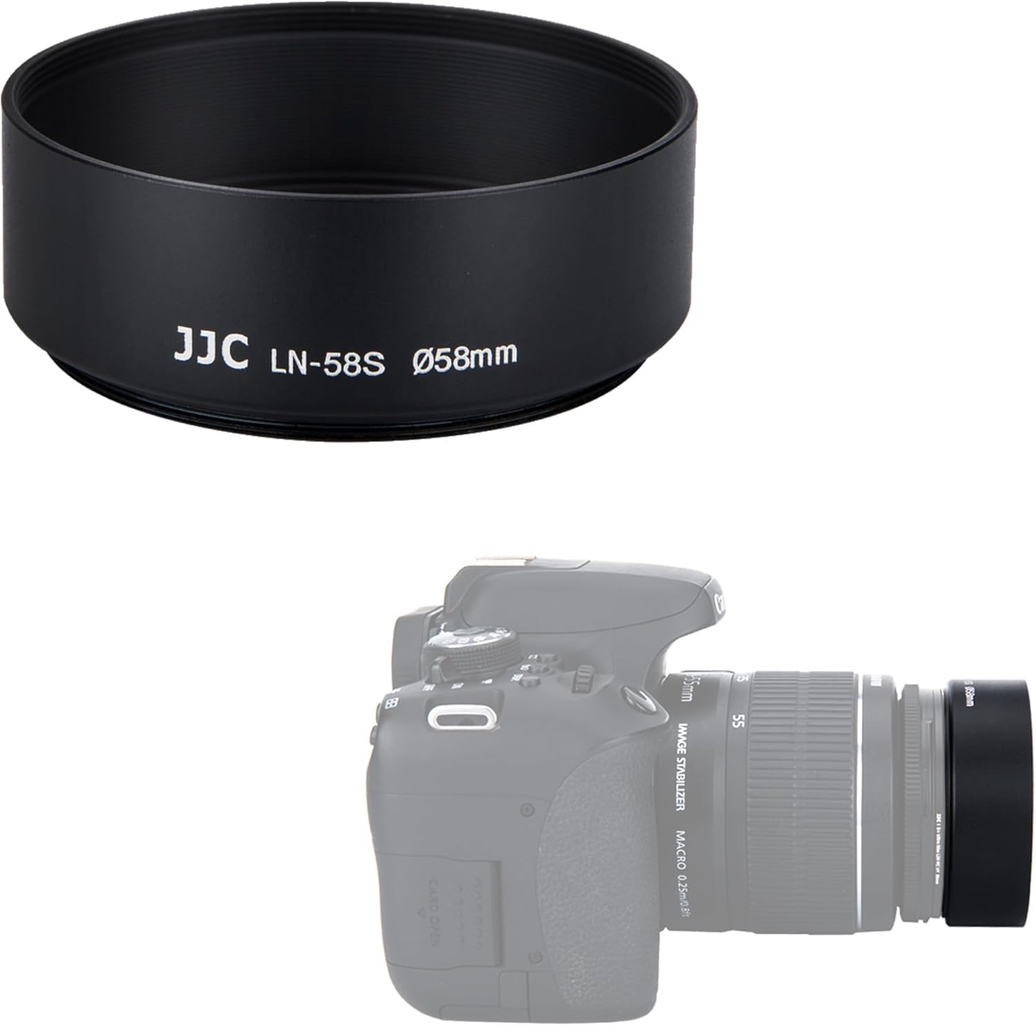 JJC 58mm Screw-in Standard Metal Lens Hood Univeral for 58mm Thread Lens, as for Canon EF 50mm f/1.4 USM, Canon EF 85mm f/1.8 USM, Nikon AF-S Nikkor 50mm f/1.8G Len
