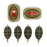 SAMSFX Plastic Environmental Carp Fishing Bait Holder Inline Flat Method Feeder Set - 4 Feeders with Quick Release Mould (Green-A007)