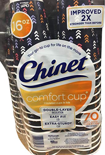 Chinet Comfort 16 oz Cups With Lids (70Count Each), 70Count