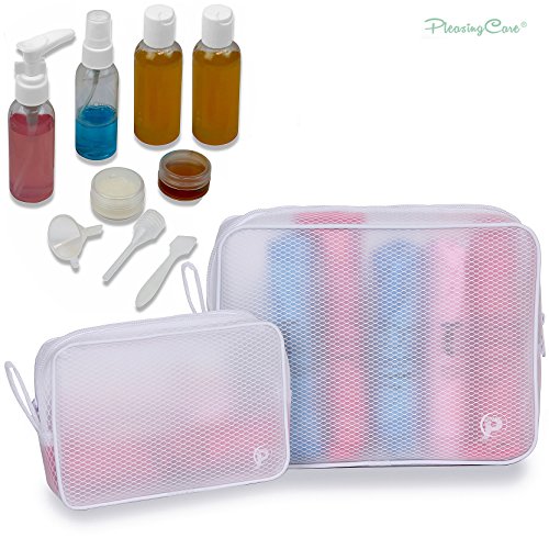 image for PleasingCare Toiletry Bags Travel Bottles Set 12pcs, TSA Approved Clea