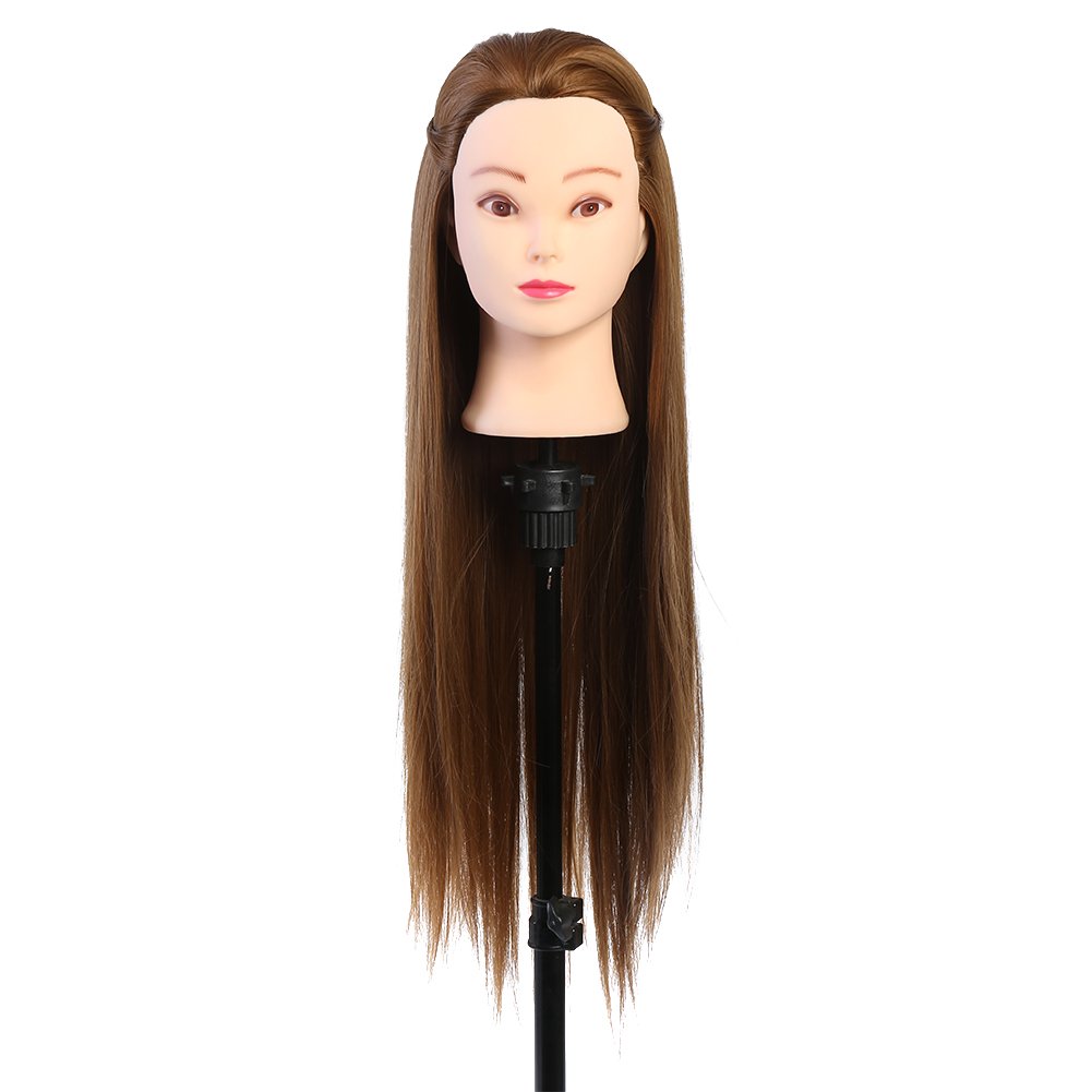 Training Head 60 cm Mannequin Head Hair Styling Manikin Cosmetology Doll Head Synthetic Fiber Hair Hairdressing Training Model Head