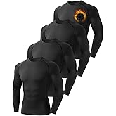 Mexholin 4 Pack Thermal Shirts for Men Long Sleeve Compression Shirts Sim Fit Thermal Underwear Tops for Cold Weather