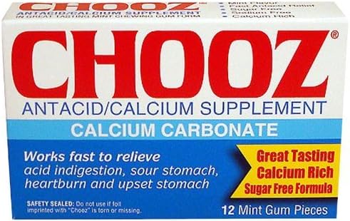 Chooz Antacid/Calcium Supplement, Mint Flavored Gum - 12 ea by EMERSON HEALTHCARE