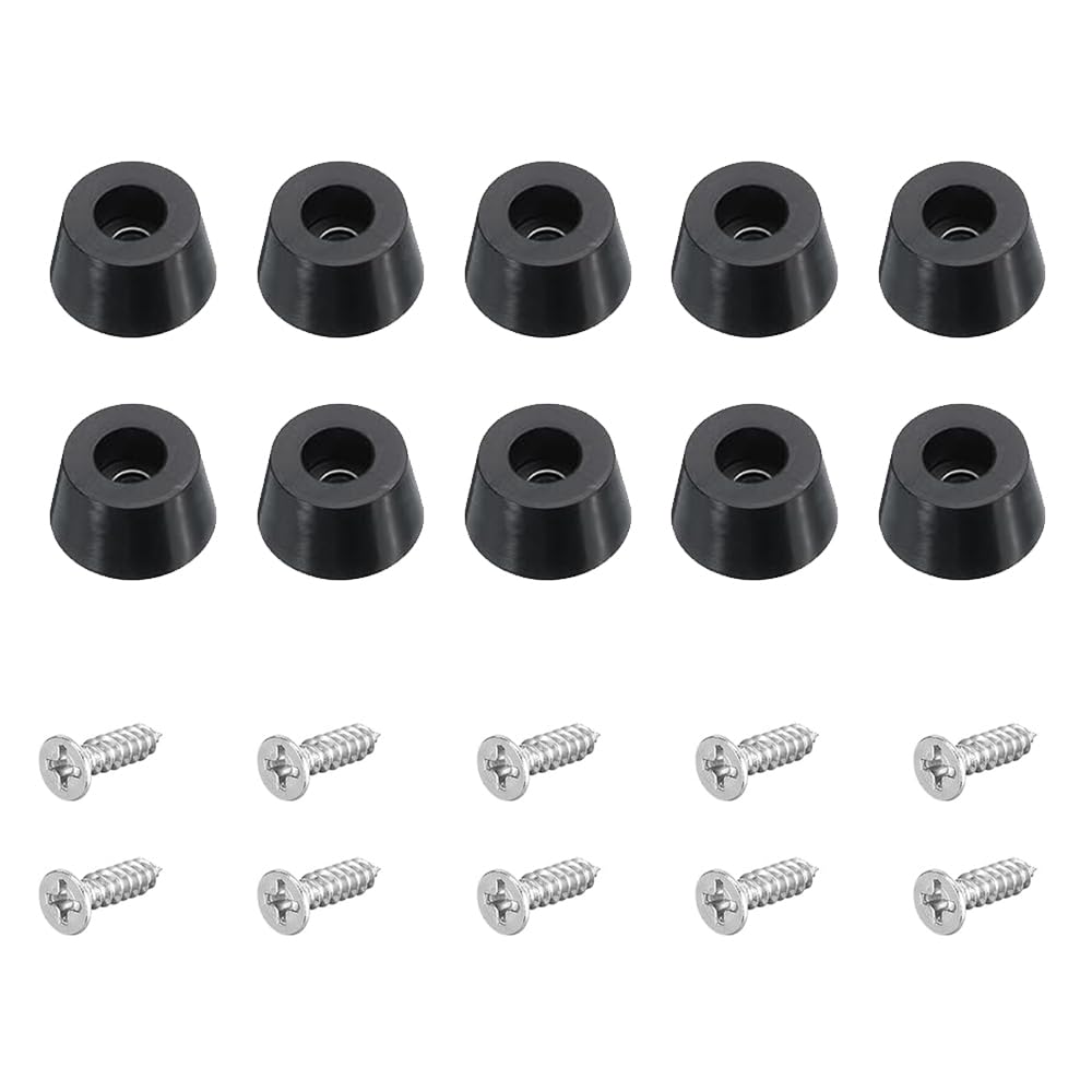 Befun 10PCS Rubber Feet, Round Cutting Board Rubber Feet, Non Slip Chopping Board Legs with Screws, Bumper Furniture Table Amplifier Speaker Cabinet Floor Protector Desk Printer Leg Pads D19*15*H17mm