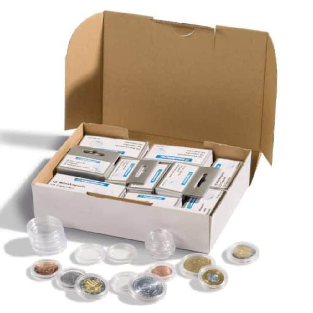 Lighthouse coin capsules assortment for Euro-coins 16.5 until 33 mm, 100 per pack