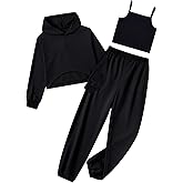 LIFAky Girls 3 Piece Outfits Sweatsuit Long Sleeve Hoodie Sweatshirt and Sweatpant Kids Clothing Sets Size 5-12