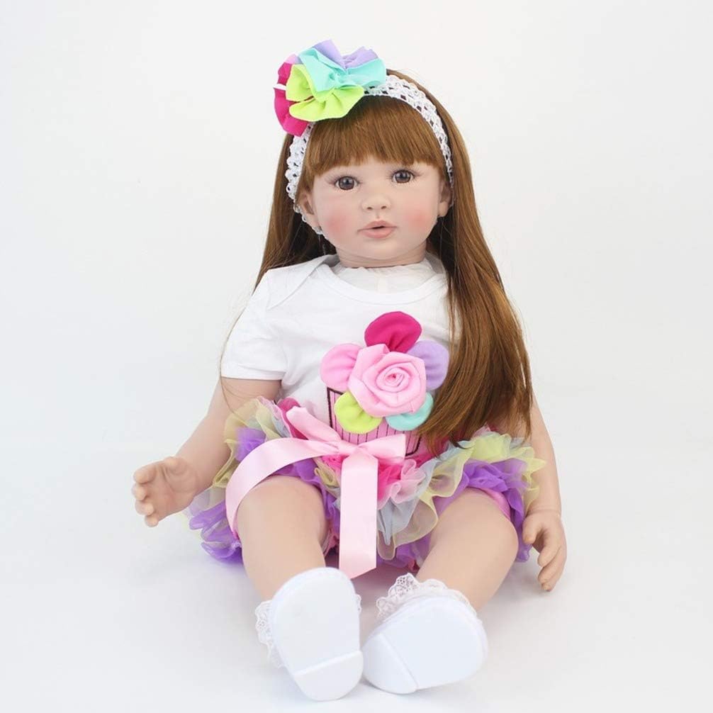 Dyujn Bebe Reborn Realiste En Vinyle Fille Rose Robe 60 Cm 24 Pouces Reborn Poupee Bebe Souple En Silicone Realiste En Vinyle Souple Belle Lifelike Mignon Gros Poupees Fille 1 Poupees Et