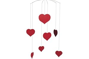 FLENSTED MOBILES Happy Hearts (Valentine) Hanging Mobile - 16 Inches - High Quality Plastic - Handmade in Denmark by Flensted