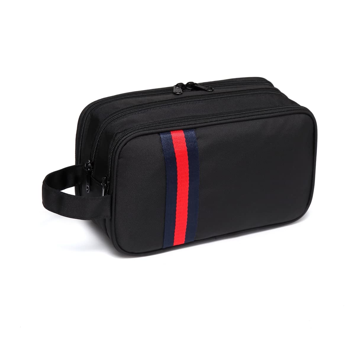 Toiletry Bag, VASCHY Unisex Water Resistant Wash Bag with Three Separate Zipped Compartments Travel Toiletry Bag Cosmetic Bag Portable Shaving Bag Makeup Organizer, Black