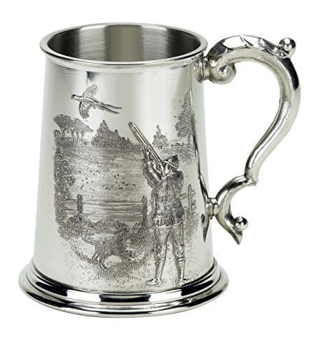 Farm Cottage Brands Pewter 1 pint tankard with a game shooting scene