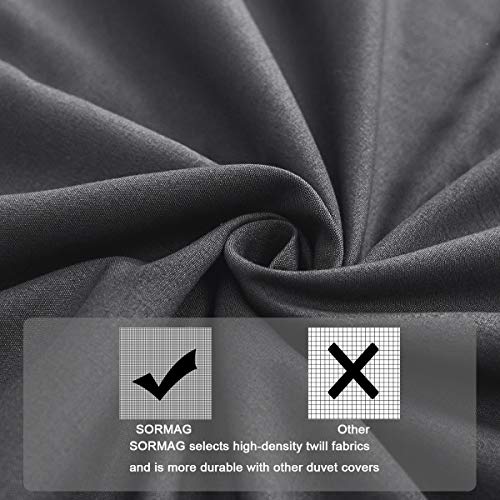 SORMAG Queen Duvet Cover 3 Piece Set, Microfiber Duvet Cover, Ultra Soft and Easy Care, Simple Style Bedding Set with Zipper Close, Gray - Queen - Thumbnail 4